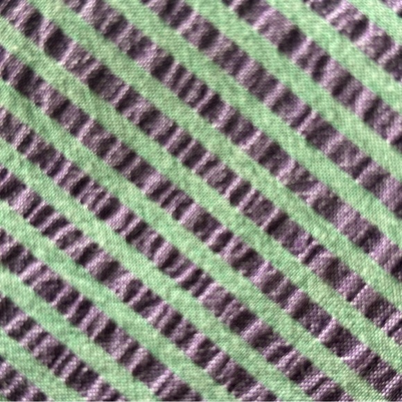 VTG LANDS’ END Men’s Purple and Green Striped Short Sleeve Button Down Shirt L - Picture 10 of 12